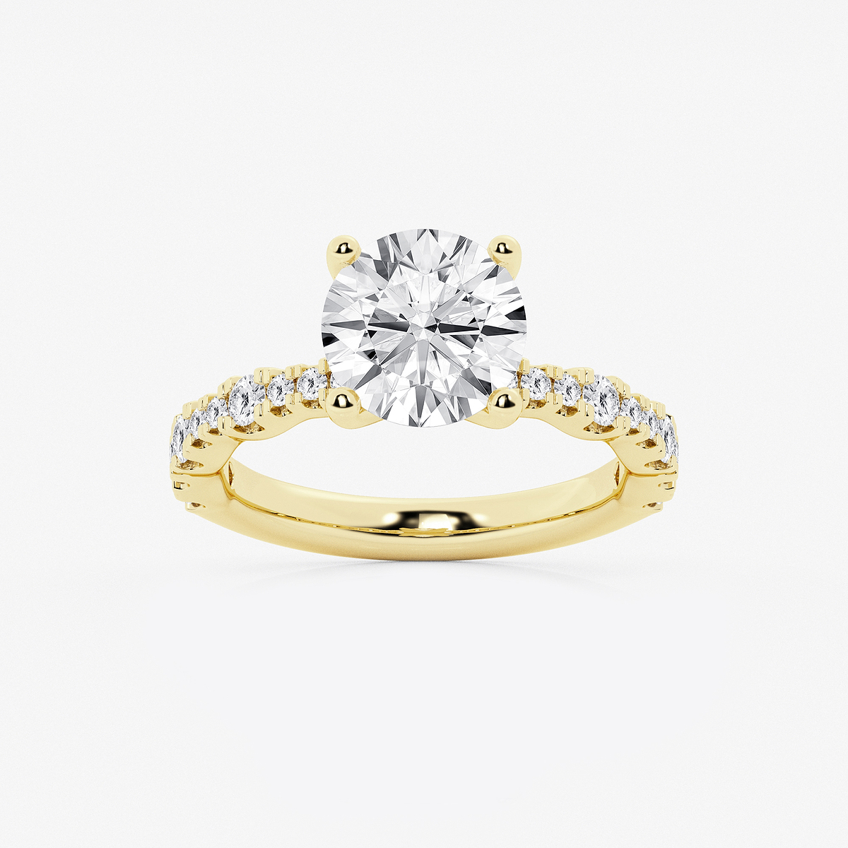 3 1/2 ctw Round Lab Grown Diamond Station Engagement Ring