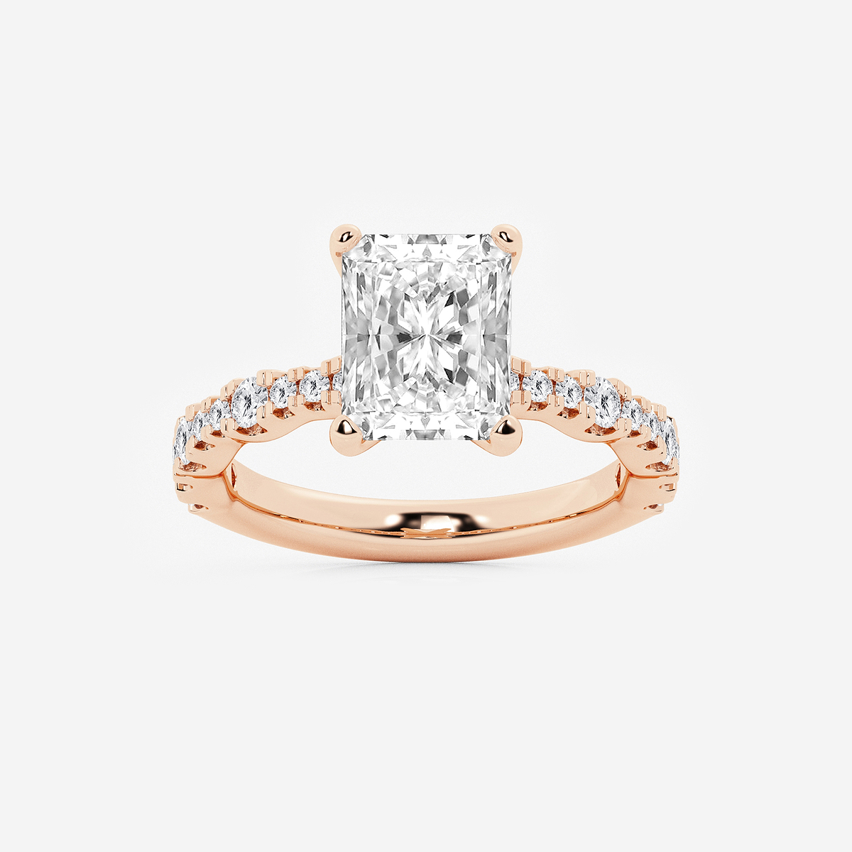 3 ctw Radiant Lab Grown Diamond Station Engagement Ring