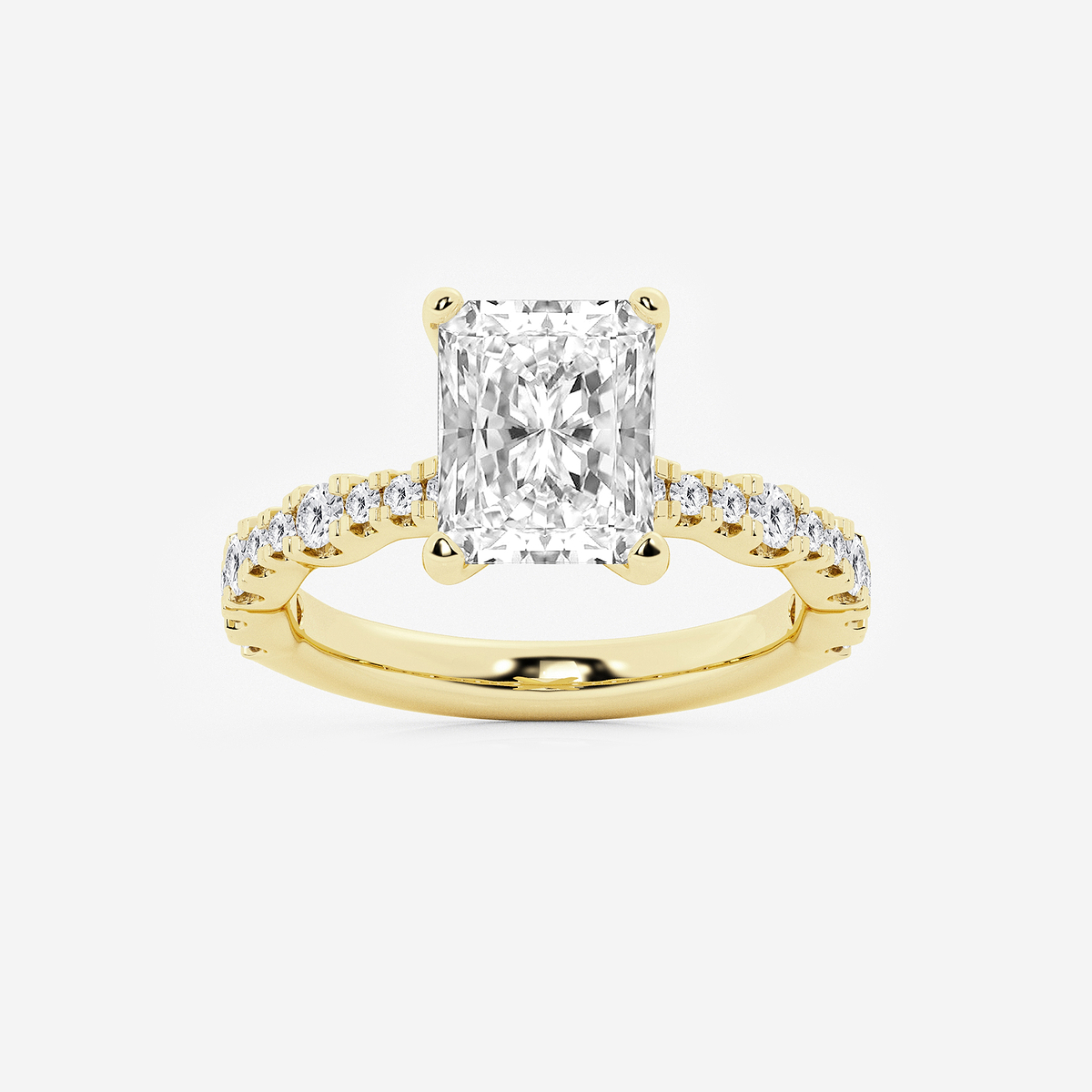 3 ctw Radiant Lab Grown Diamond Station Engagement Ring