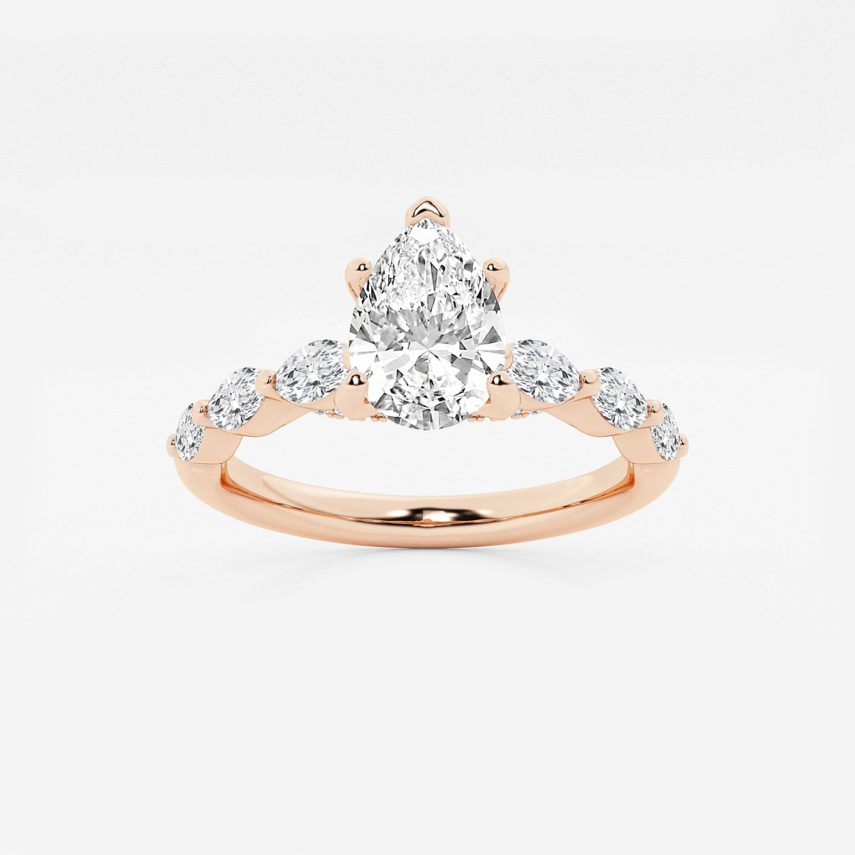1 1/6 ctw Pear Lab Grown Diamond Engagement Ring with Floating Marquise Side Accents