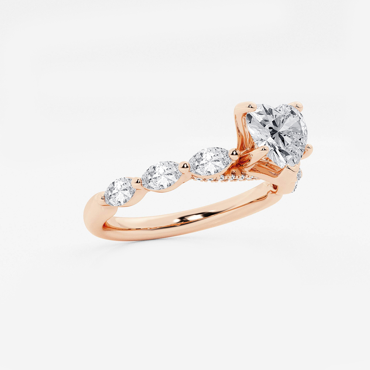 Additional Image 1 for  1 2/5 ctw Heart Lab Grown Diamond Engagement Ring with Floating Marquise Side Accents