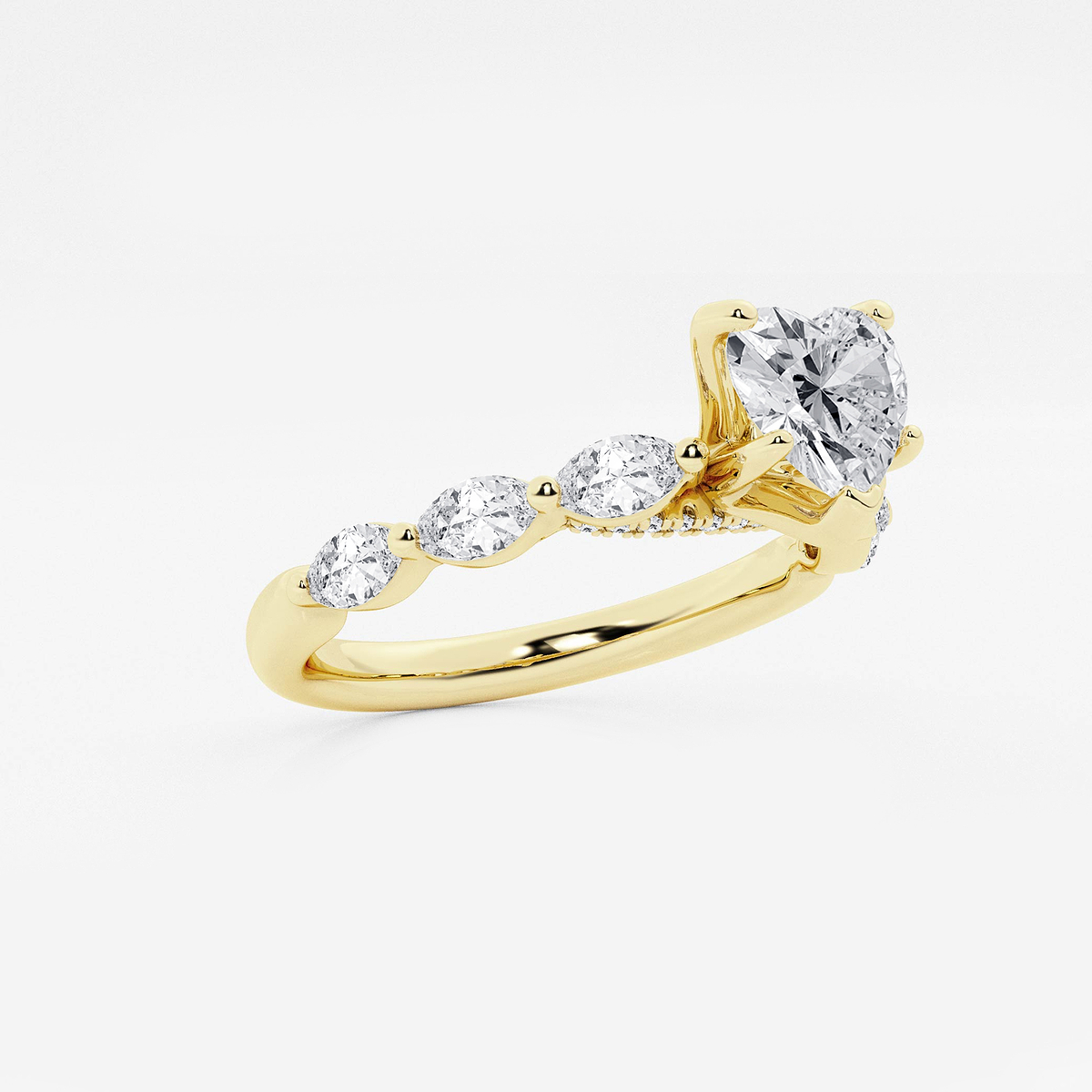 Additional Image 1 for  1 1/6 ctw Heart Lab Grown Diamond Engagement Ring with Floating Marquise Side Accents
