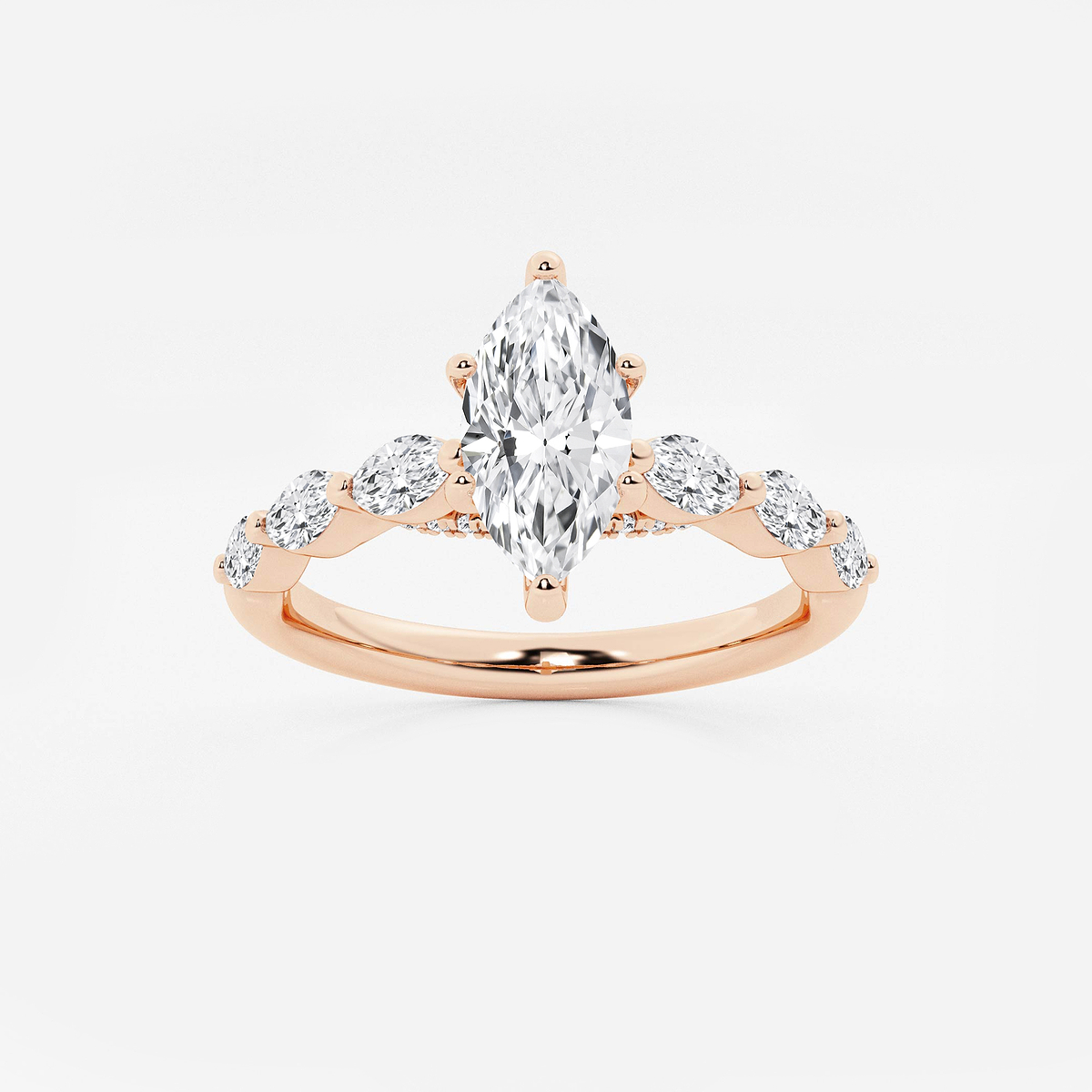 1 1/6 ctw Marquise Lab Grown Diamond Engagement Ring with Floating Marquise Side Accents