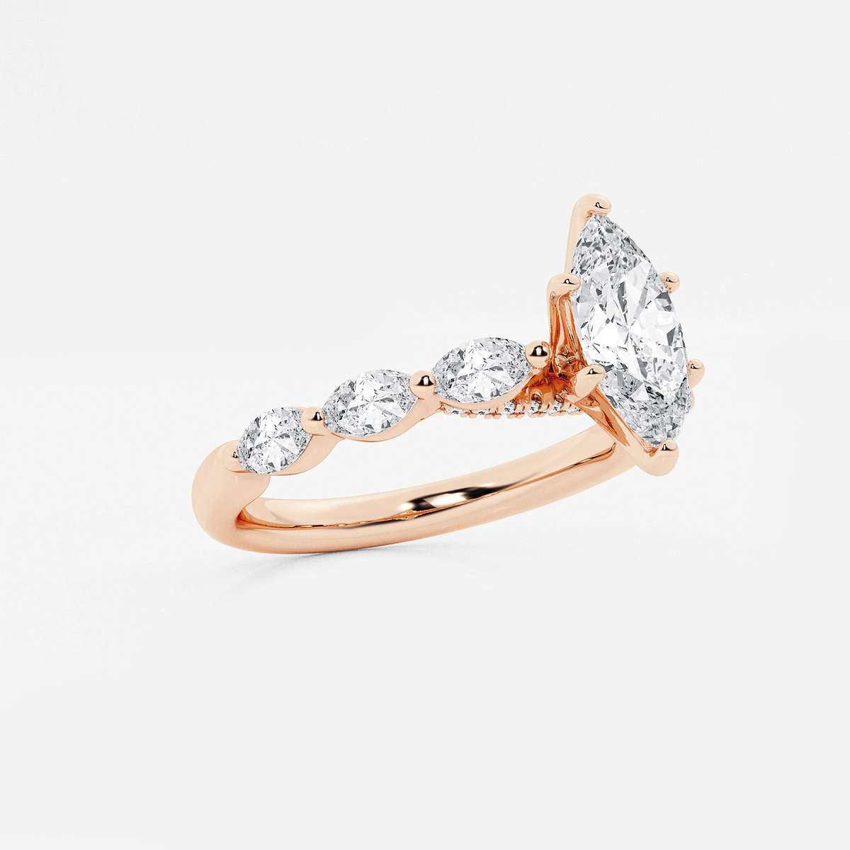 Additional Image 1 for  1 1/6 ctw Marquise Lab Grown Diamond Engagement Ring with Floating Marquise Side Accents