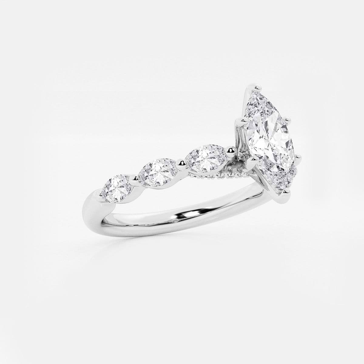1 1/6 ctw Marquise Lab Grown Diamond Engagement Ring with Floating Marquise Side Accents Platinum, E, VS1