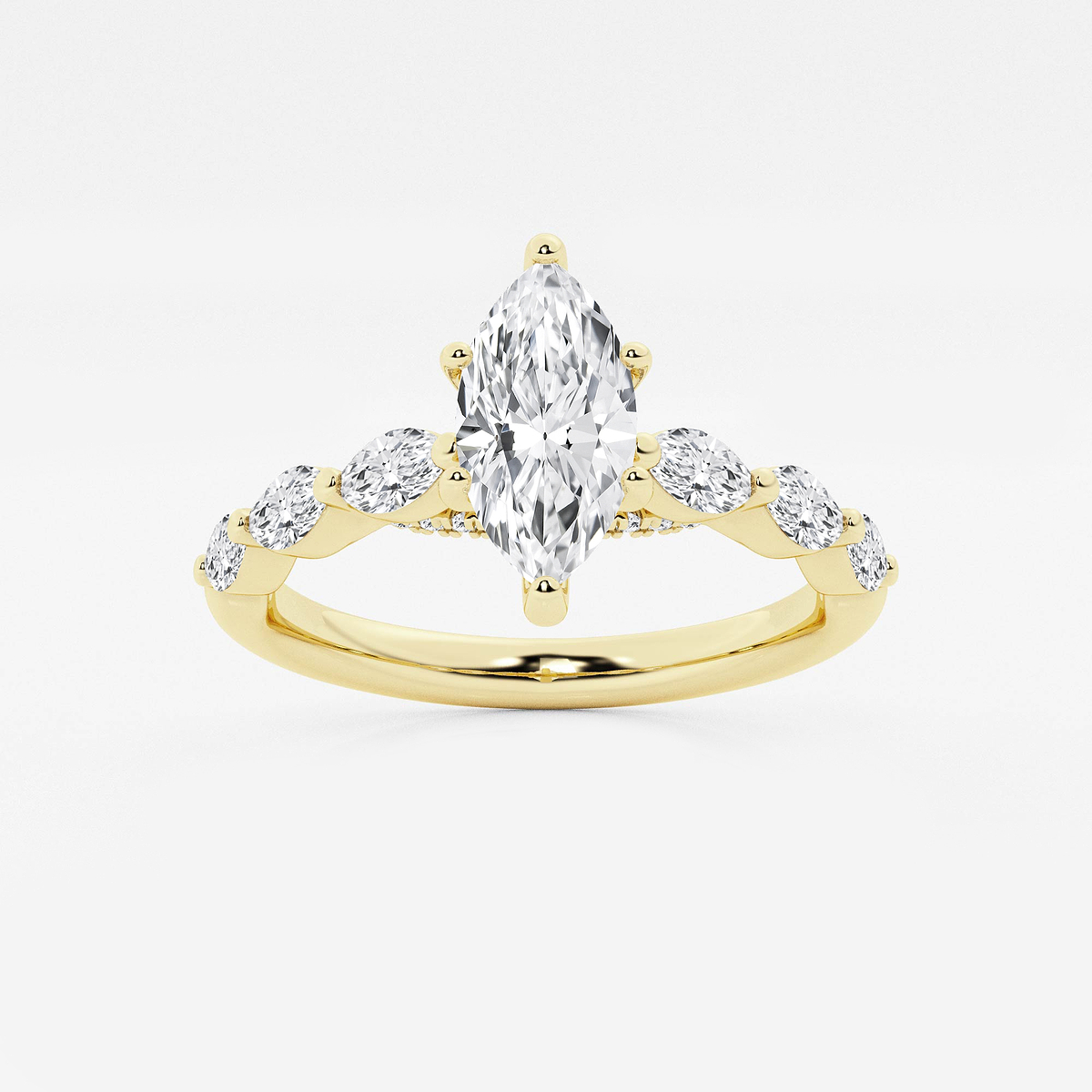 1 1/6 ctw Marquise Lab Grown Diamond Engagement Ring with Floating Marquise Side Accents