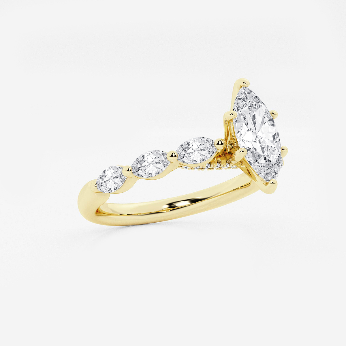 Additional Image 1 for  1 1/6 ctw Marquise Lab Grown Diamond Engagement Ring with Floating Marquise Side Accents