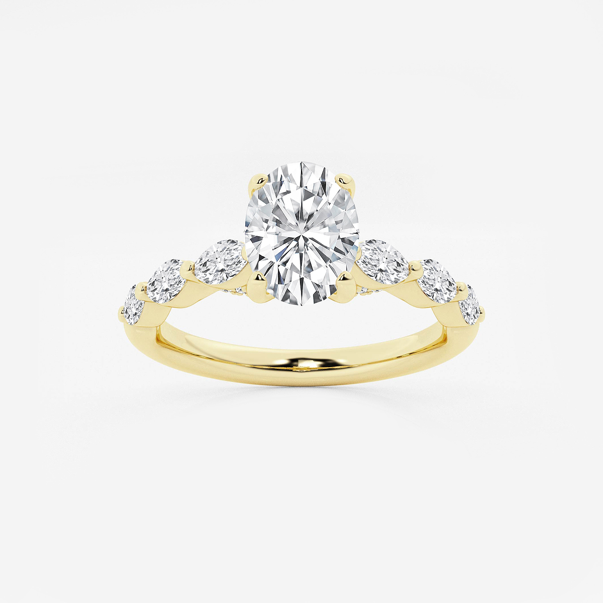 1 2/5 ctw Oval Lab Grown Diamond Engagement Ring with Floating Marquise Side Accents