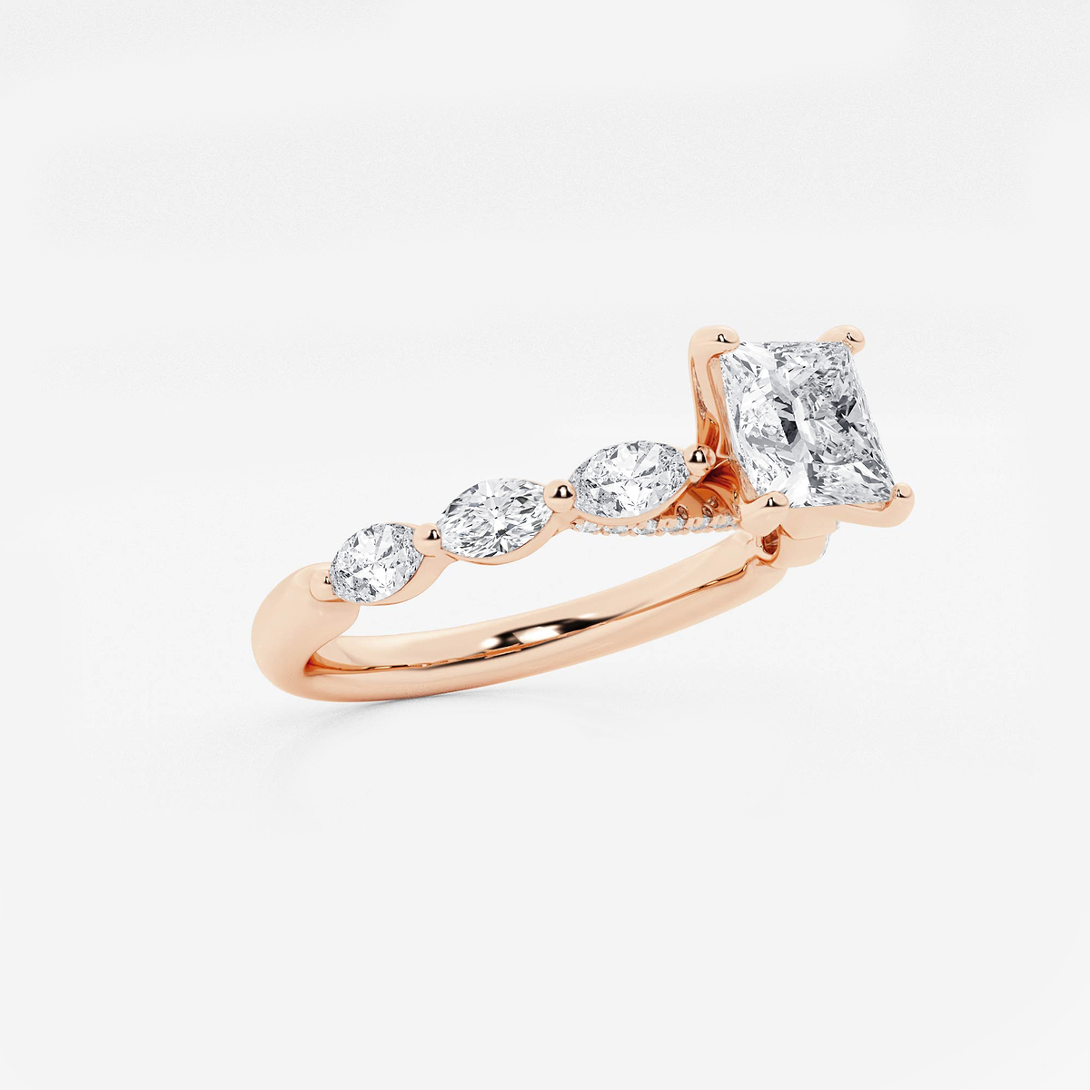 Additional Image 1 for  1 1/6 ctw Princess Lab Grown Diamond Engagement Ring with Floating Marquise Side Accents