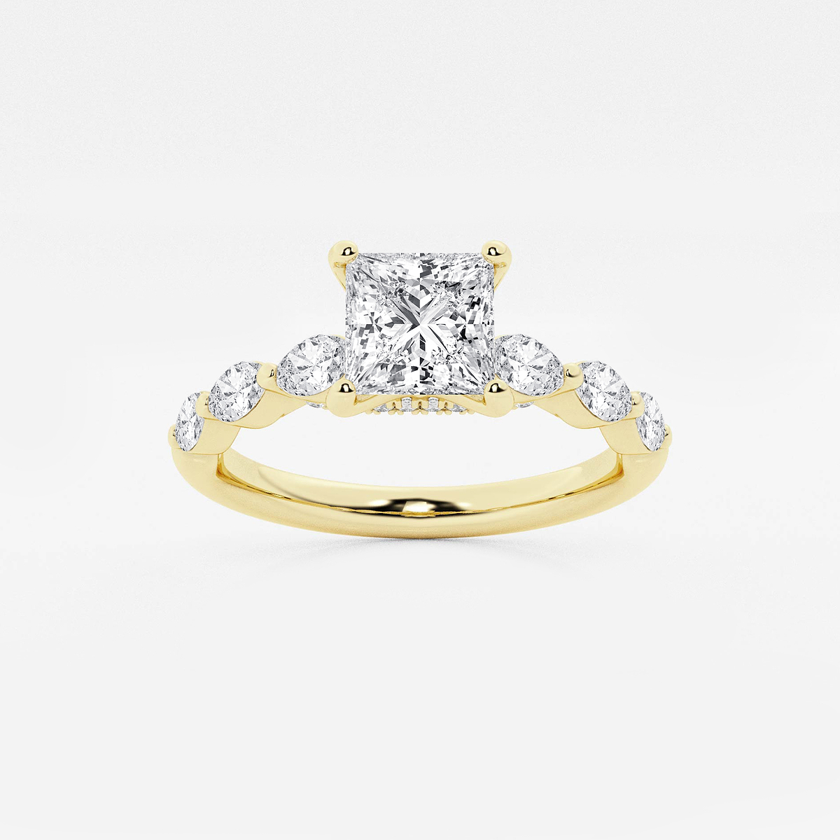 1 2/5 ctw Princess Lab Grown Diamond Engagement Ring with Floating Marquise Side Accents