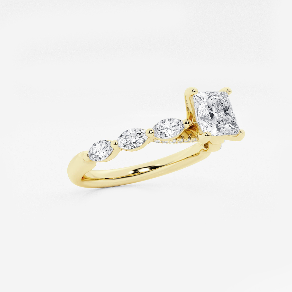 Additional Image 1 for  1 2/5 ctw Princess Lab Grown Diamond Engagement Ring with Floating Marquise Side Accents
