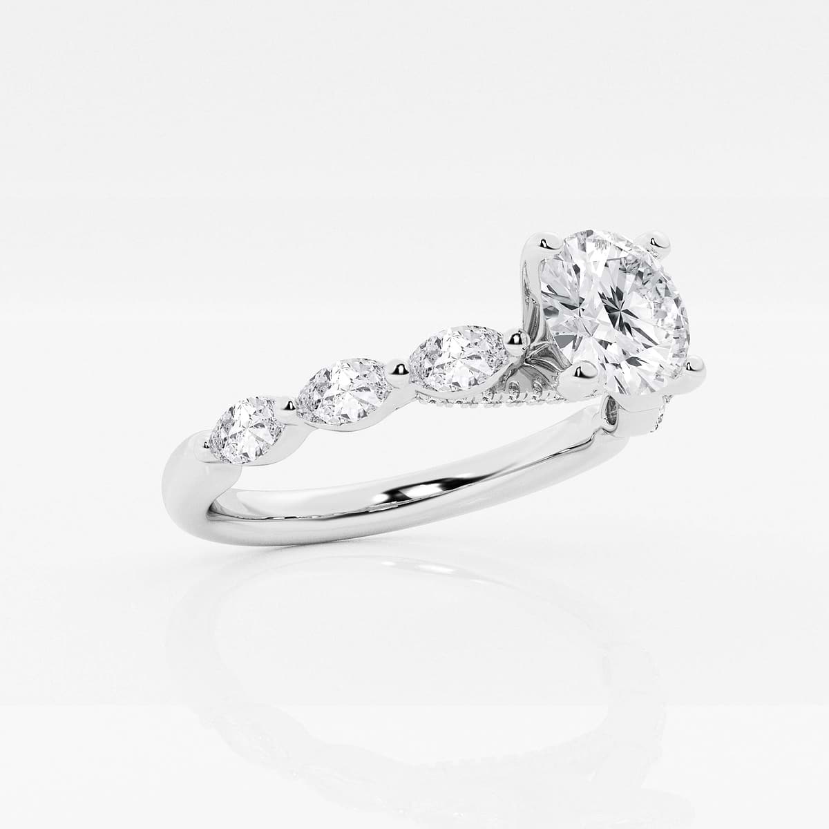 Additional Image 1 for  1 2/5 ctw Round Lab Grown Diamond Engagement Ring with Floating Marquise Side Accents