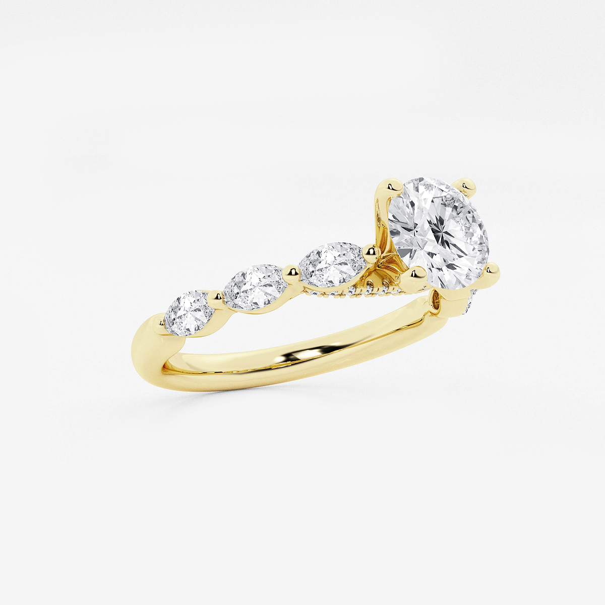 Additional Image 1 for  1 2/5 ctw Round Lab Grown Diamond Engagement Ring with Floating Marquise Side Accents