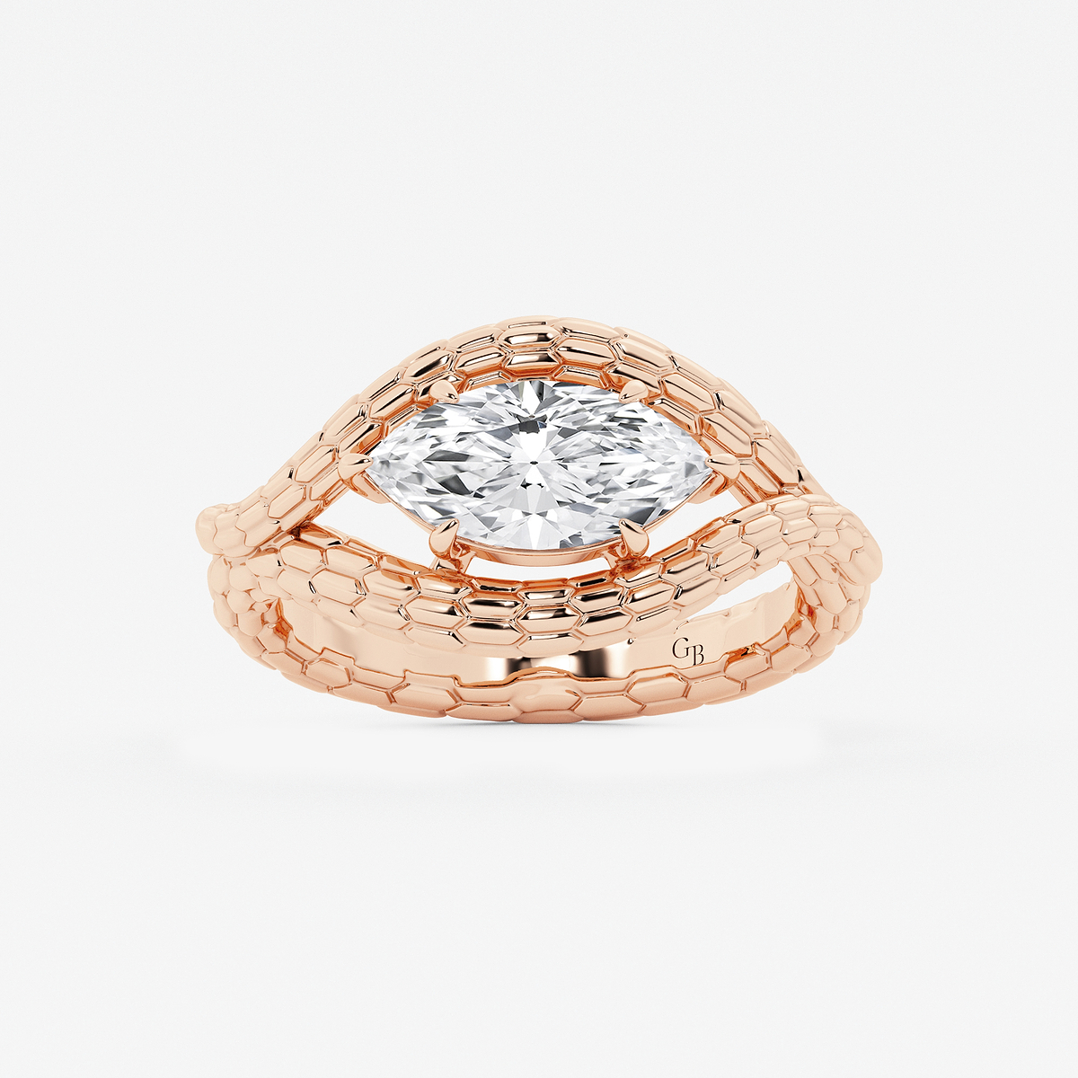 1 1/2 ctw Marquise Lab Grown Diamond Textured Framed Ring