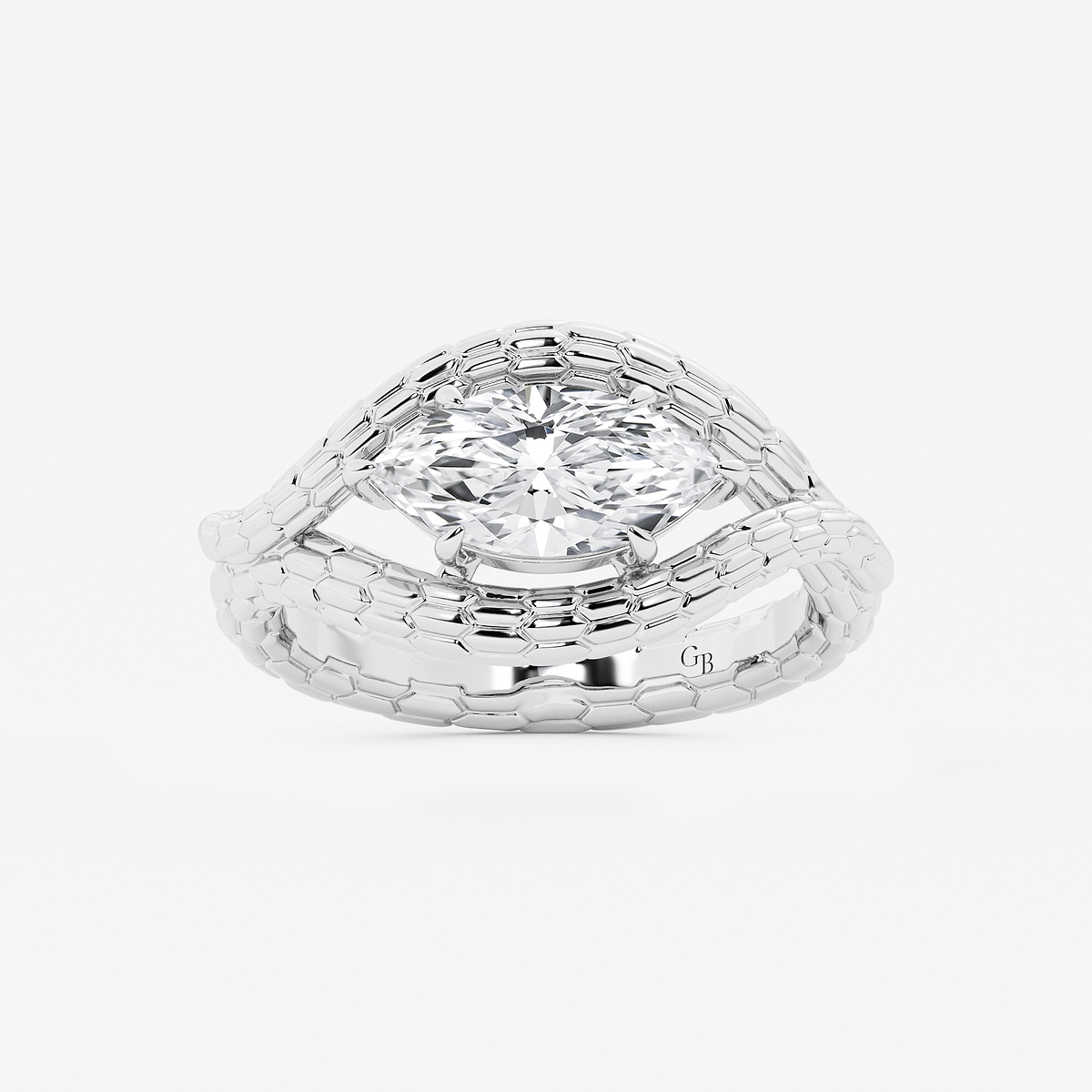 1 1/2 ctw Marquise Lab Grown Diamond Textured Framed Ring