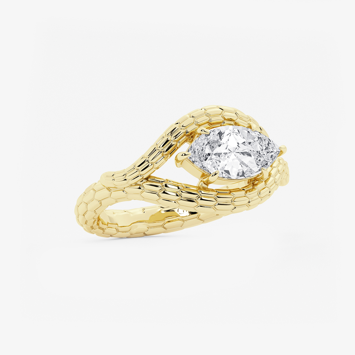 Additional Image 1 for  1 1/2 ctw Marquise Lab Grown Diamond Textured Framed Ring
