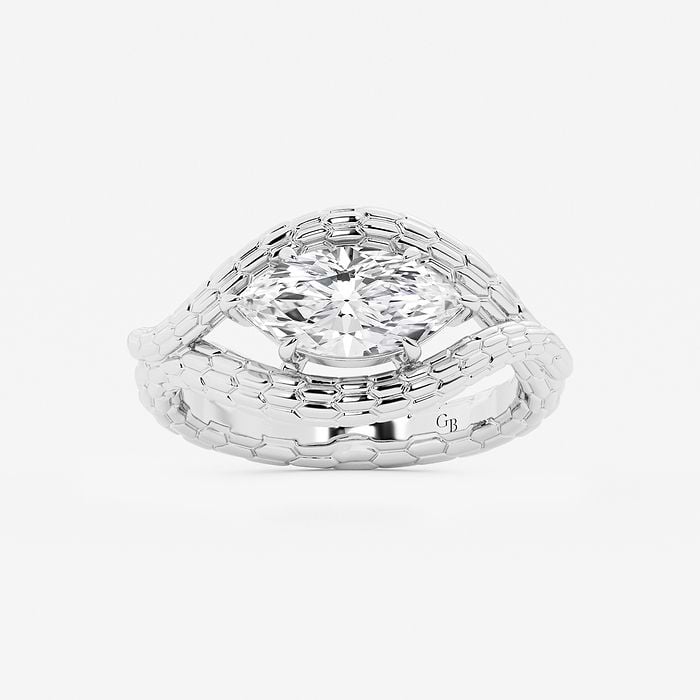 Marquise Textured Framed Fashion Ring