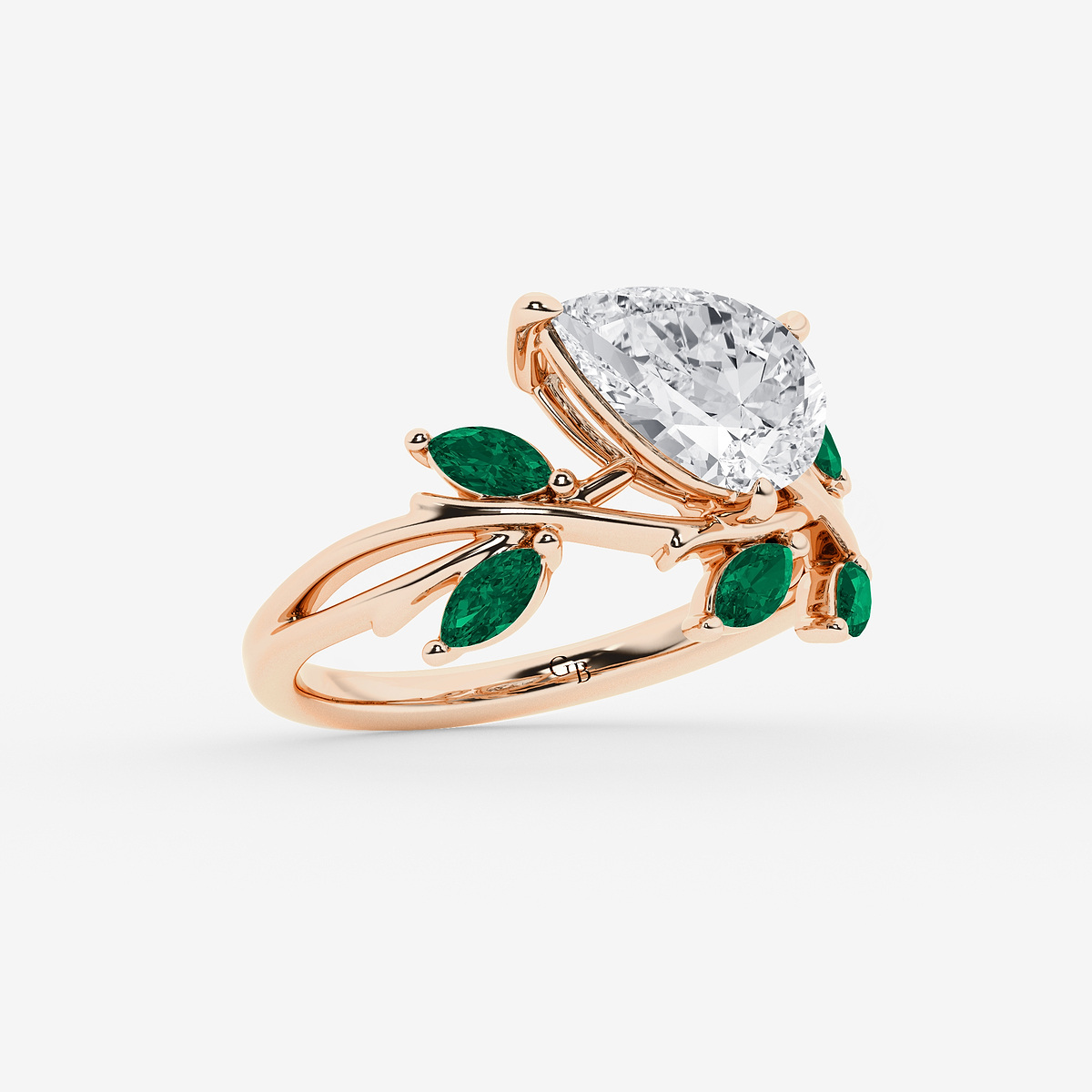 Additional Image 1 for  2 1/2 ctw Pear Lab Grown Diamond Branch Design with Marquise Side Stone Engagement Ring