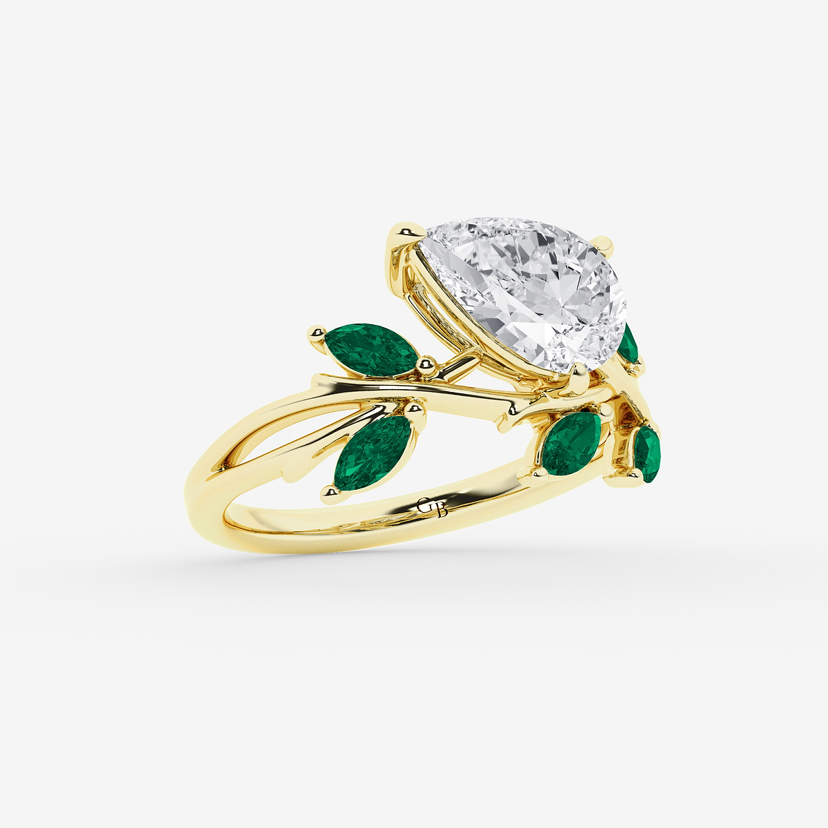 Additional Image 1 for  2 1/2 ctw Pear Lab Grown Diamond Branch Design with Marquise Side Stone Engagement Ring