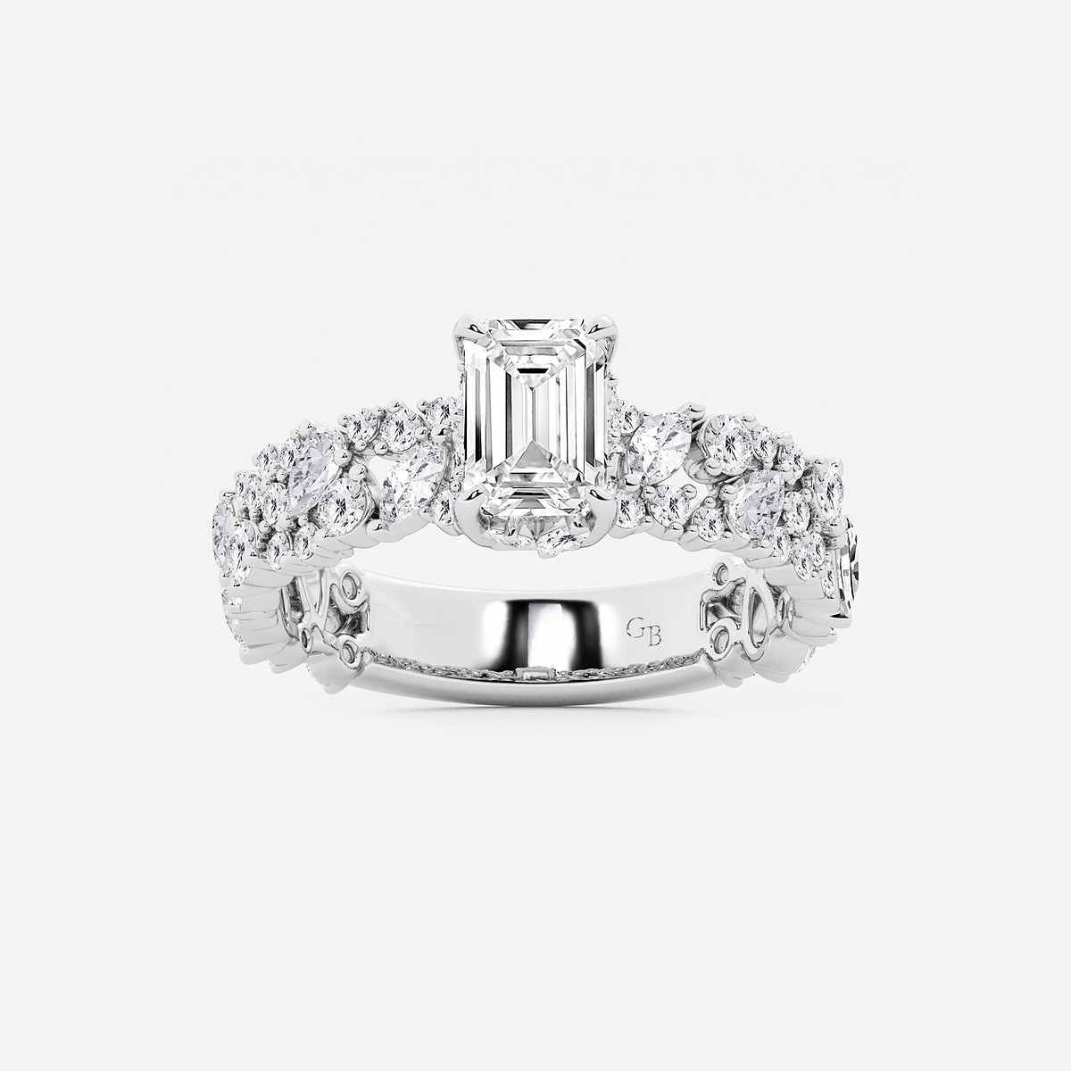 2 1/5 ctw Multi-Shape Lab Grown Diamond Scatter Fancy Side Stone Engagement Ring