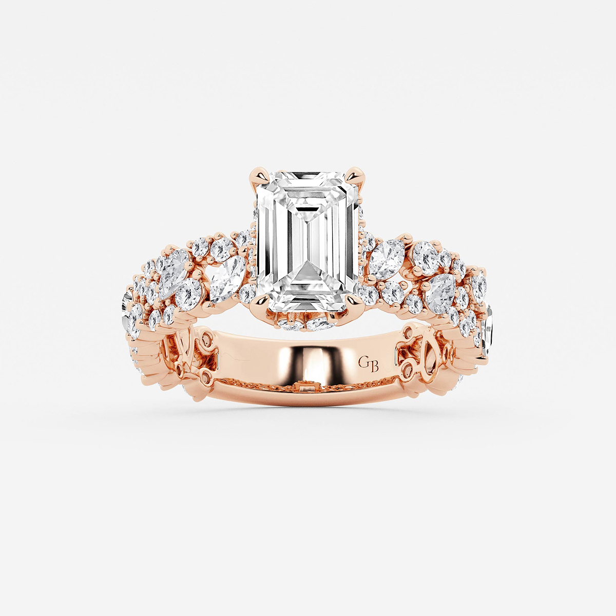 3 1/4 ctw Multi-Shape Lab Grown Diamond Scatter Fancy Side Stone Engagement Ring
