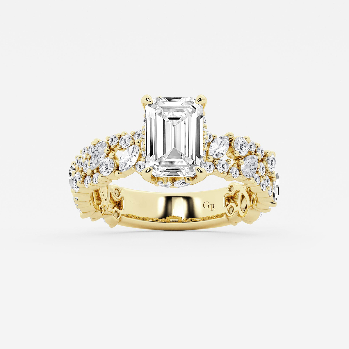 3 1/4 ctw Multi-Shape Lab Grown Diamond Scatter Fancy Side Stone Engagement Ring