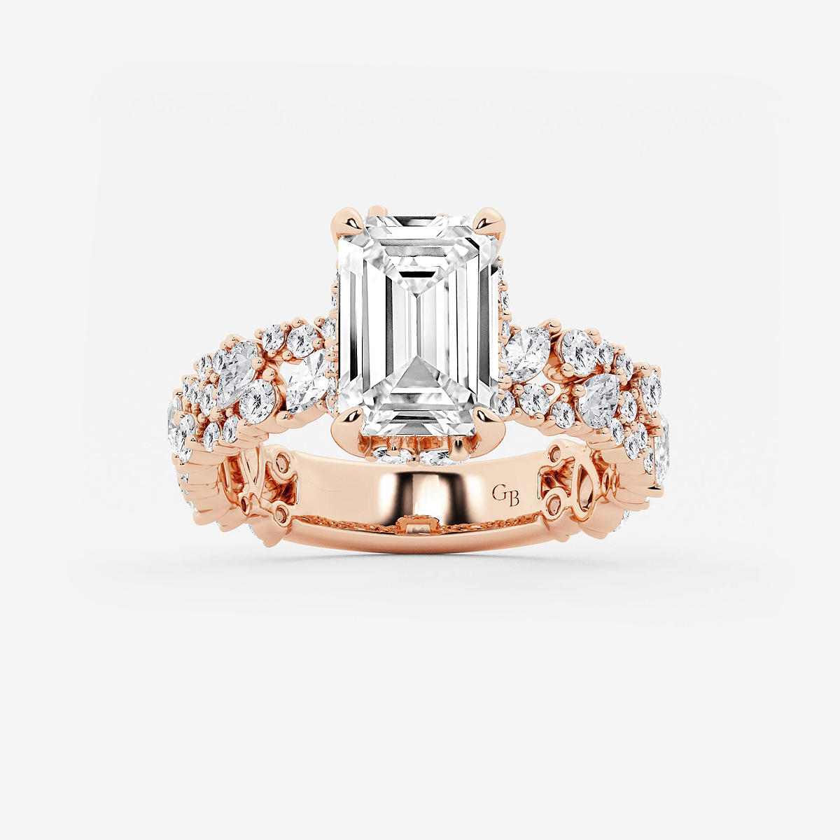 4 3/8 ctw Multi-Shape Lab Grown Diamond Scatter Fancy Side Stone Engagement Ring