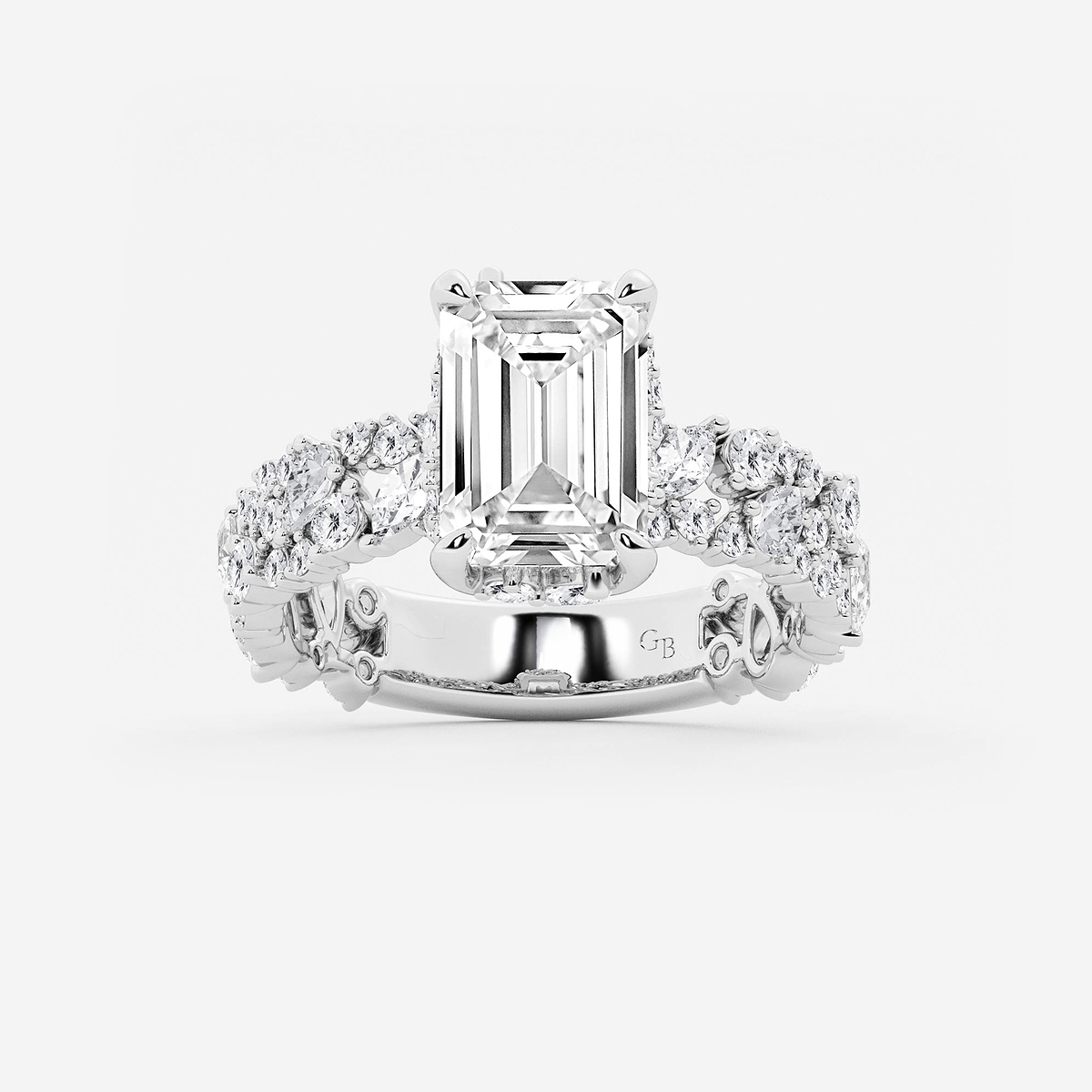 4 3/8 ctw Multi-Shape Lab Grown Diamond Scatter Fancy Side Stone Engagement Ring