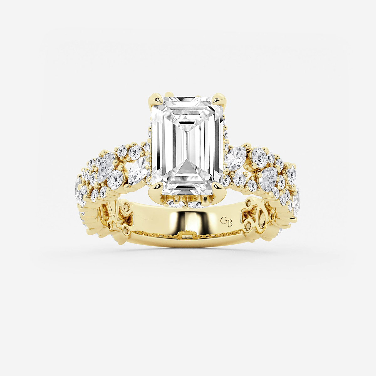 4 3/8 ctw Multi-Shape Lab Grown Diamond Scatter Fancy Side Stone Engagement Ring