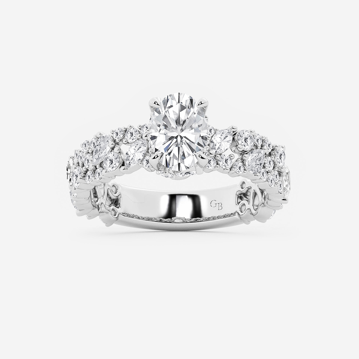 2 1/5 ctw Multi-Shape Lab Grown Diamond Scatter Fancy Side Stone Engagement Ring