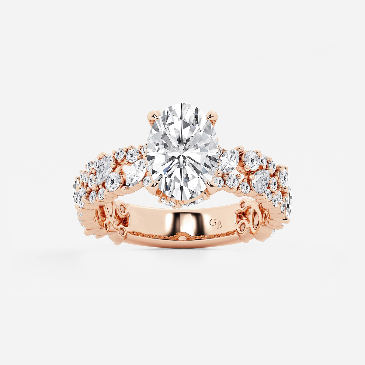 3 1/4 ctw Multi-Shape Lab Grown Diamond Scatter Fancy Side Stone Engagement Ring