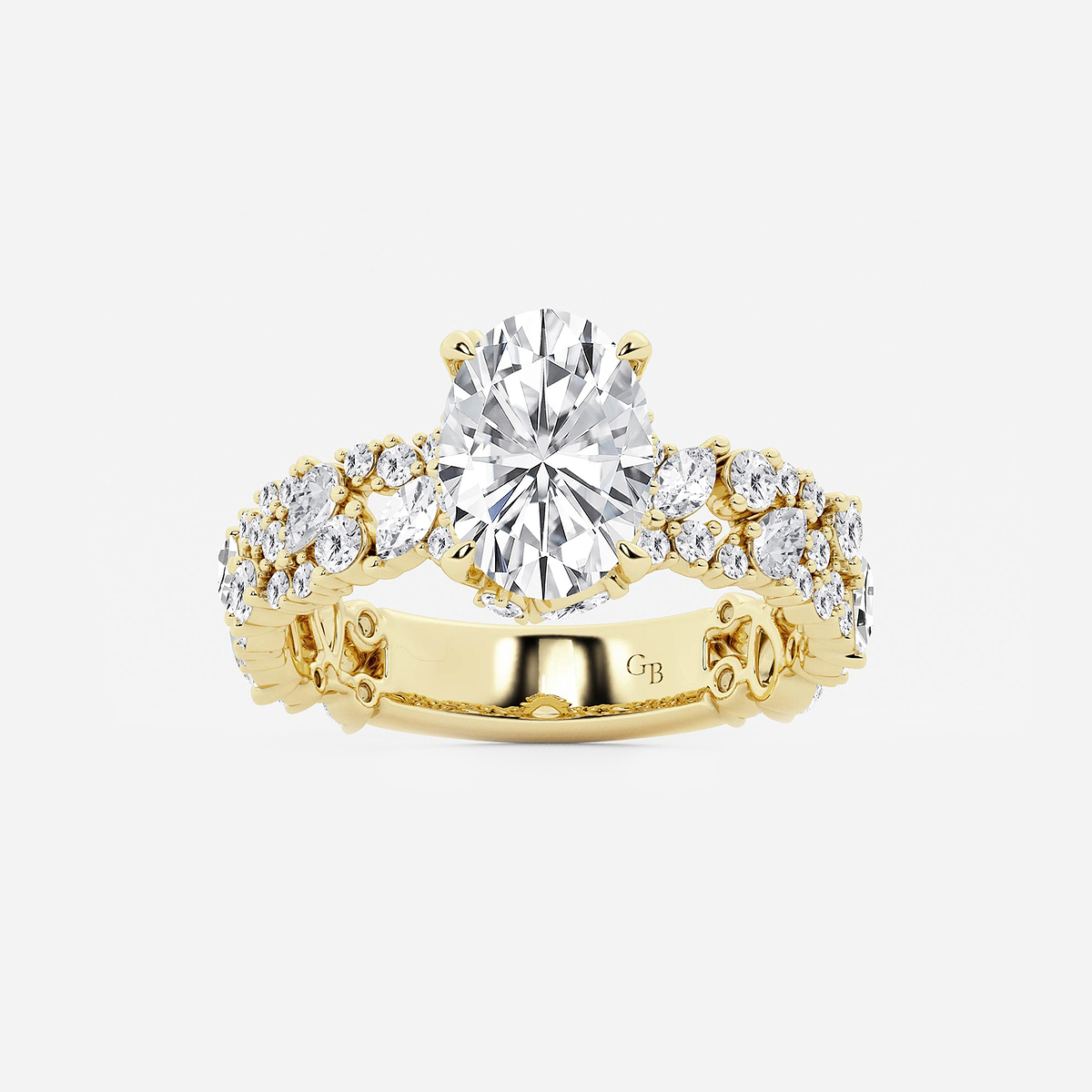 3 1/4 ctw Multi-Shape Lab Grown Diamond Scatter Fancy Side Stone Engagement Ring