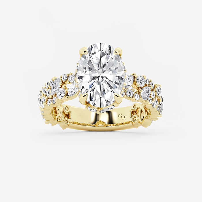 Remi - 4 3/8 ctw Multi-Shape Lab Grown Diamond Scatter Fancy Side Stone Engagement Ring
