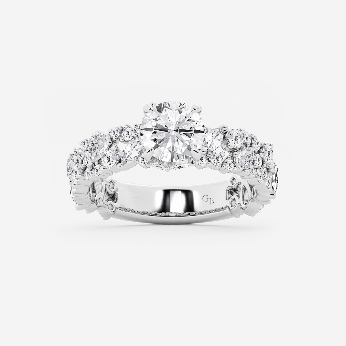 2 1/5 ctw Multi-Shape Lab Grown Diamond Scatter Fancy Side Stone Engagement Ring