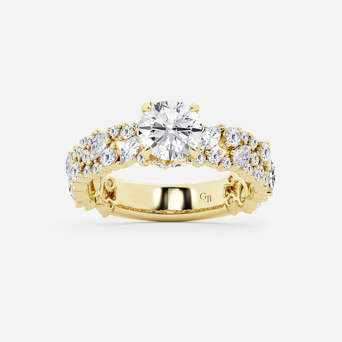 2 1/5 ctw Multi-Shape Lab Grown Diamond Scatter Fancy Side Stone Engagement Ring