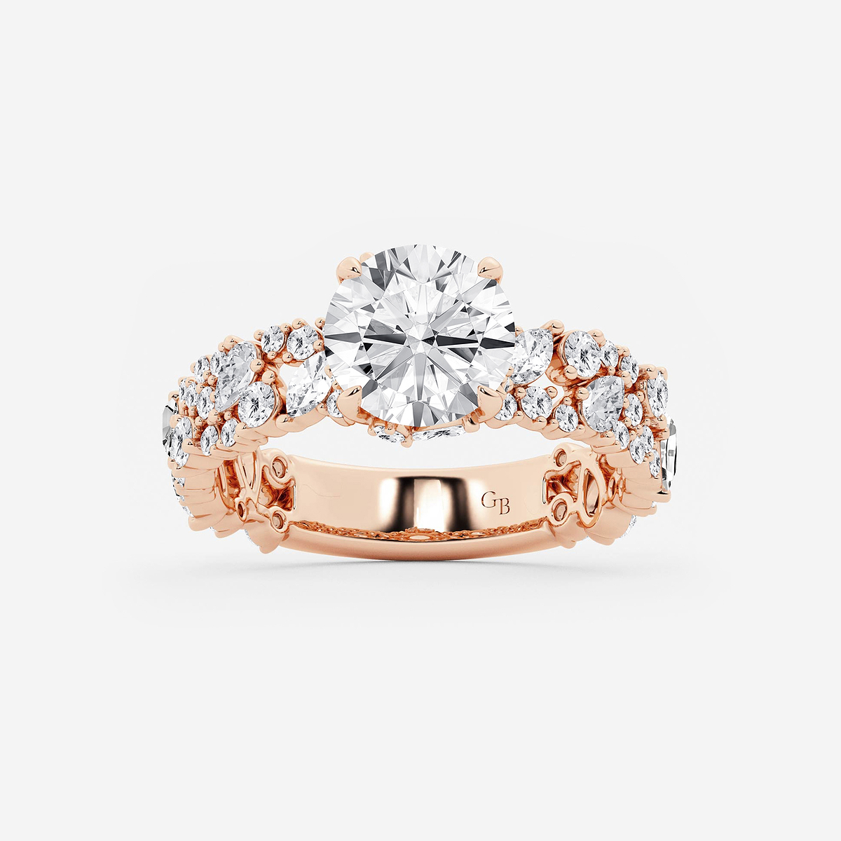 3 1/4 ctw Multi-Shape Lab Grown Diamond Scatter Fancy Side Stone Engagement Ring