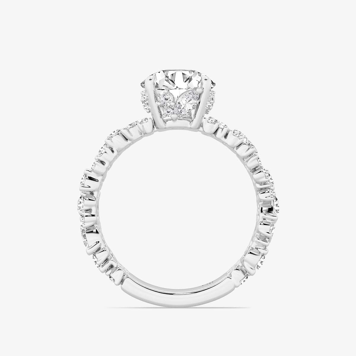 3 1/4 ctw Multi-Shape Lab Grown Diamond Scatter Fancy Side Stone Engagement Ring 14K White Gold, F, VS2