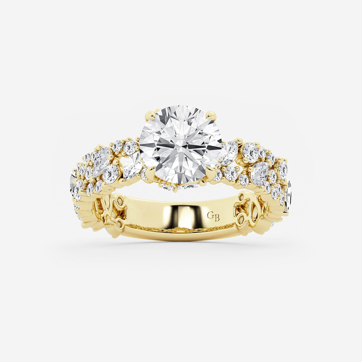 3 1/4 ctw Multi-Shape Lab Grown Diamond Scatter Fancy Side Stone Engagement Ring