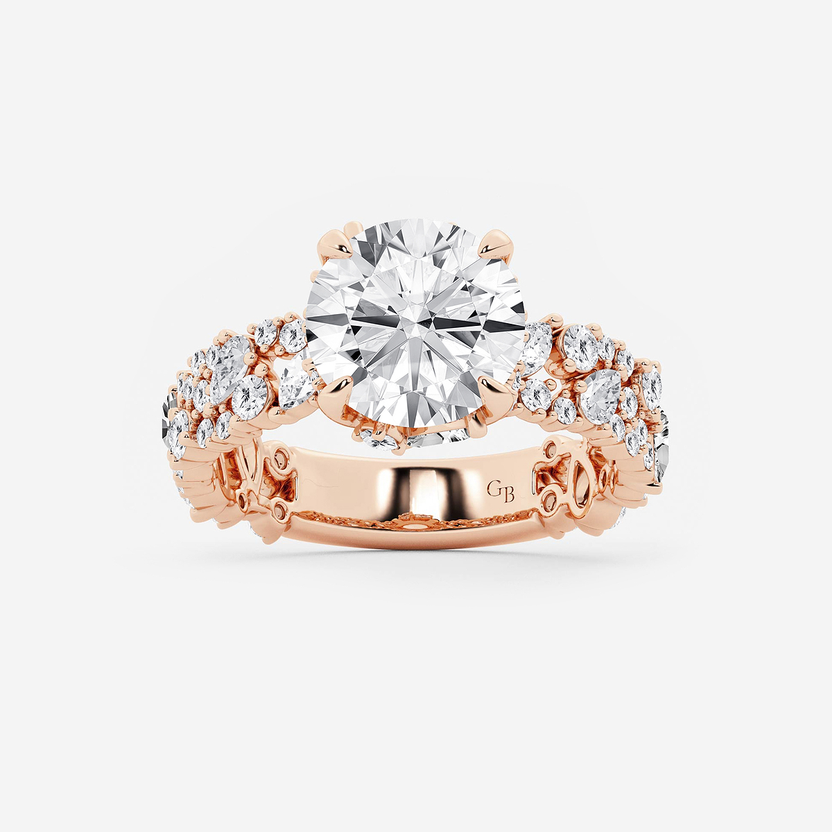 4 3/8 ctw Multi-Shape Lab Grown Diamond Scatter Fancy Side Stone Engagement Ring