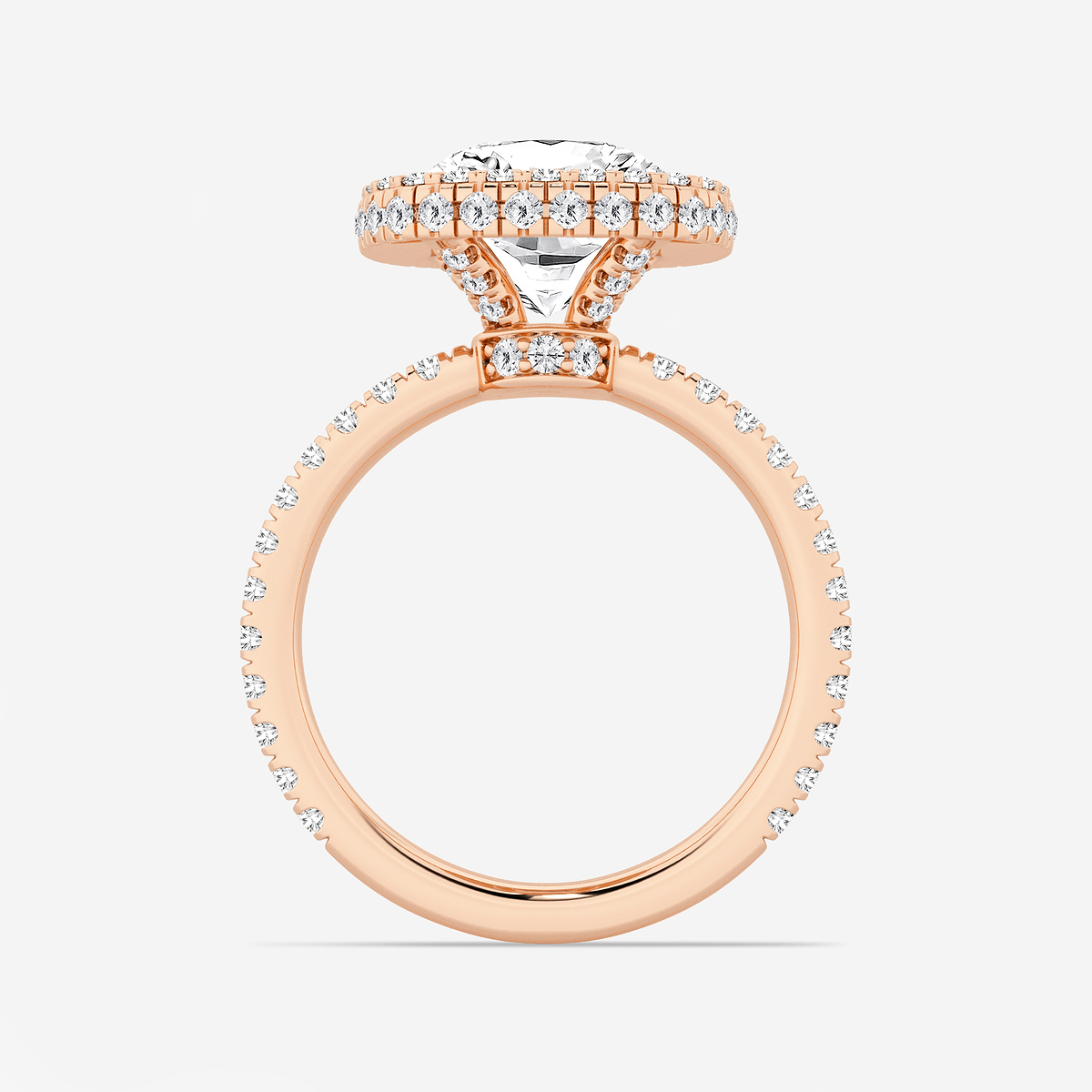 Dazzlingrock Collection 18K Rose Gold Halo Engagement Ring – 5.3mm Cushion Lab Gemstone & 0.10ct Round Diamonds - View #2