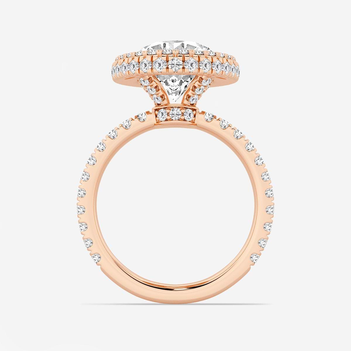 6 ctw Oval Lab Grown Diamond Micro Pave Halo Engagement Ring 14K Rose Gold, F, VS2