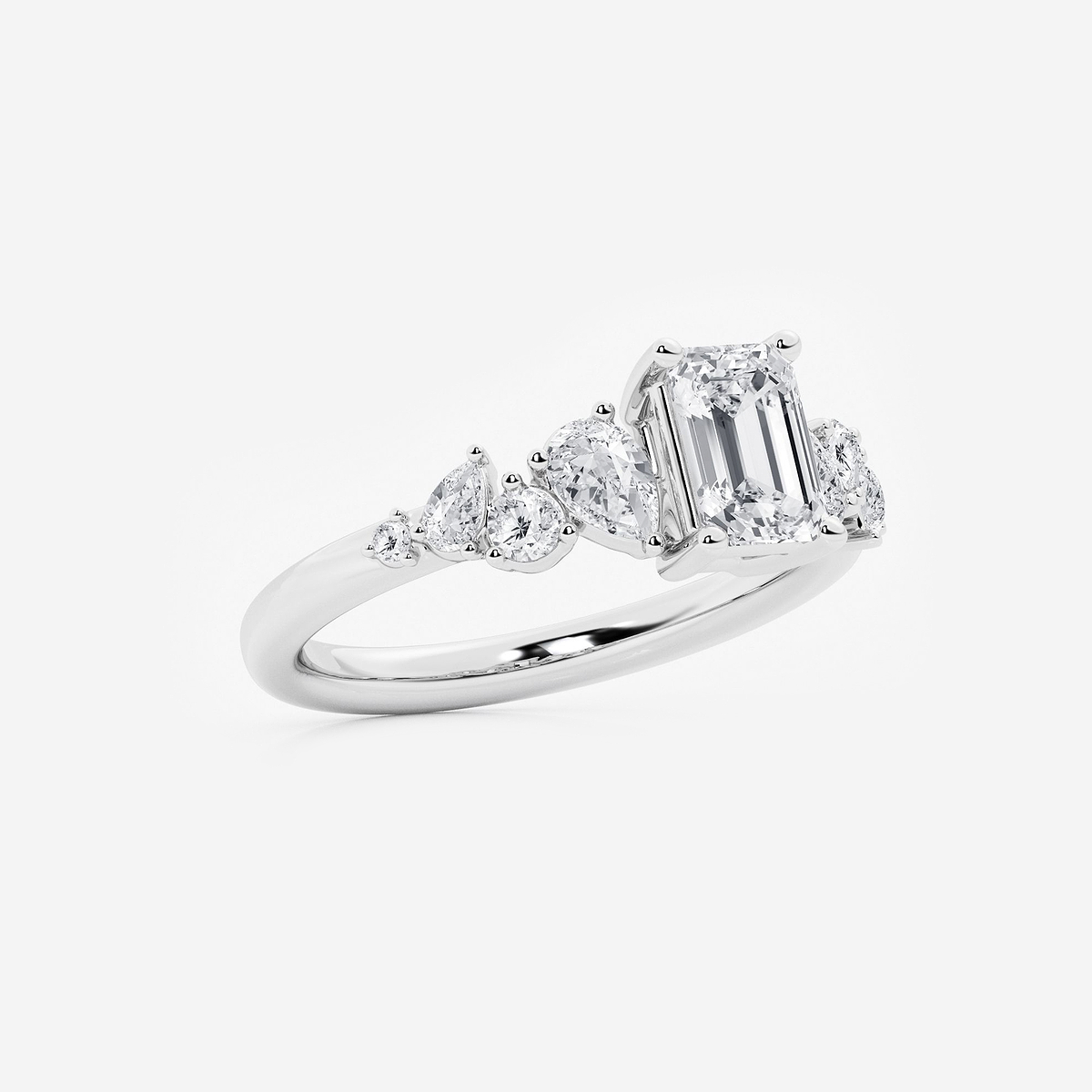 Additional Image 1 for  1 1/2 ctw Emerald Lab Grown Diamond Side Stone Engagement Ring