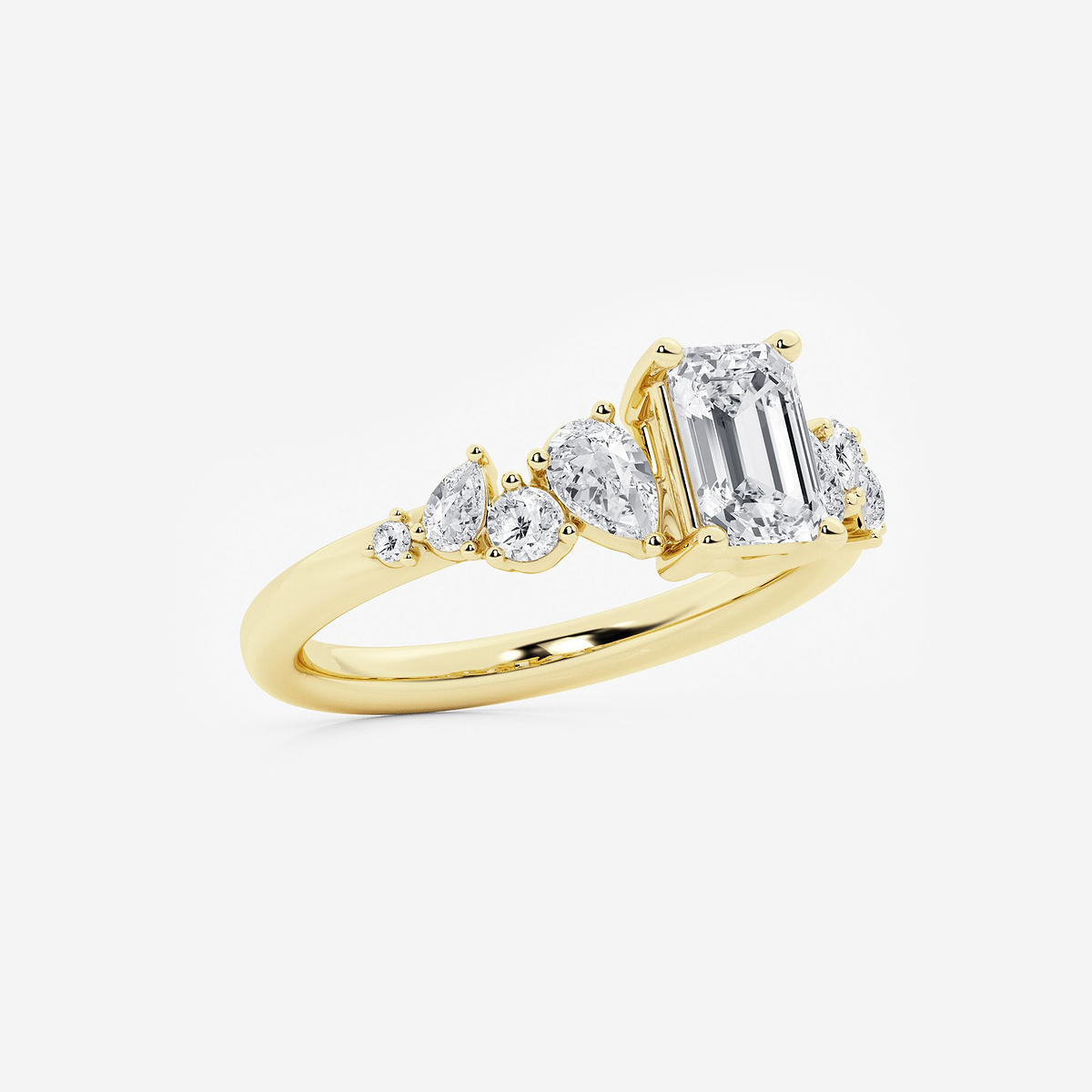 Additional Image 1 for  1 1/2 ctw Emerald Lab Grown Diamond Side Stone Engagement Ring