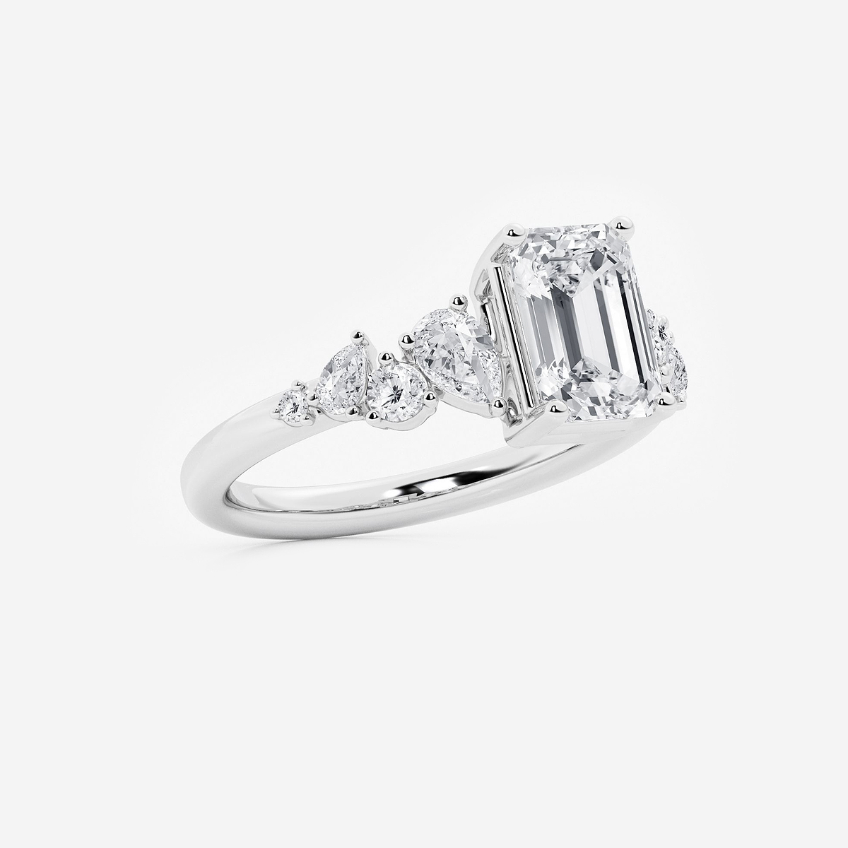 Additional Image 1 for  2 1/2 ctw Emerald Lab Grown Diamond Side Stone Engagement Ring