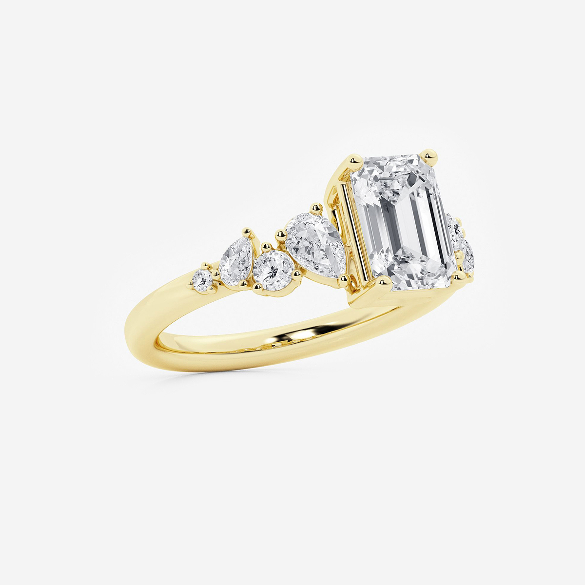 Additional Image 1 for  2 1/2 ctw Emerald Lab Grown Diamond Side Stone Engagement Ring