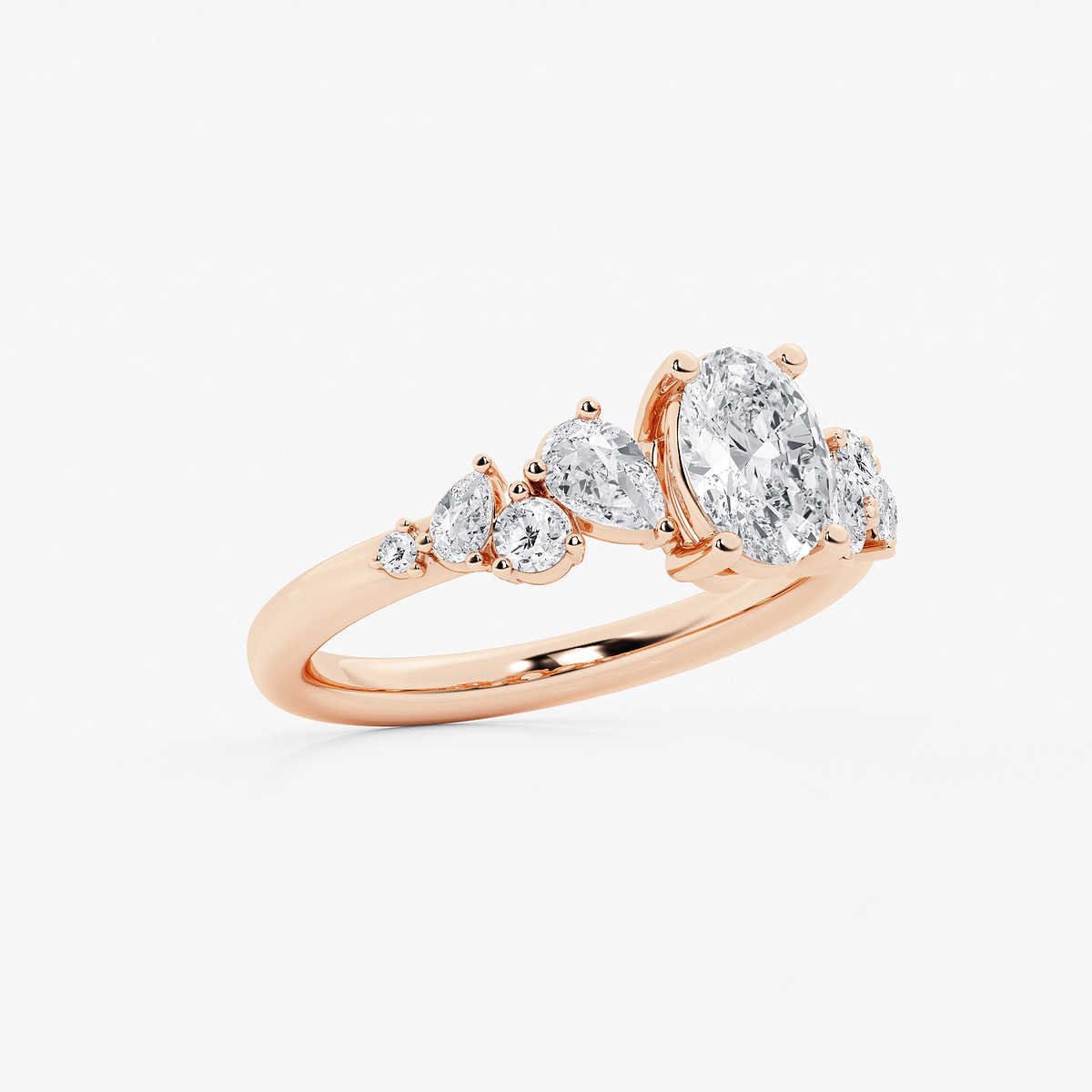 Additional Image 1 for  1 1/2 ctw Oval Lab Grown Diamond Side Stone Engagement Ring
