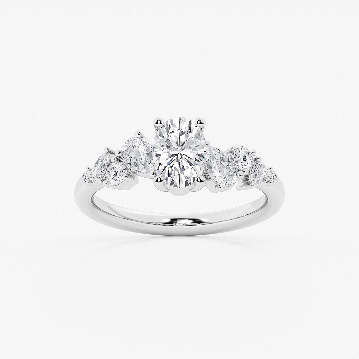 1 1/2 ctw Oval Lab Grown Diamond Side Stone Engagement Ring