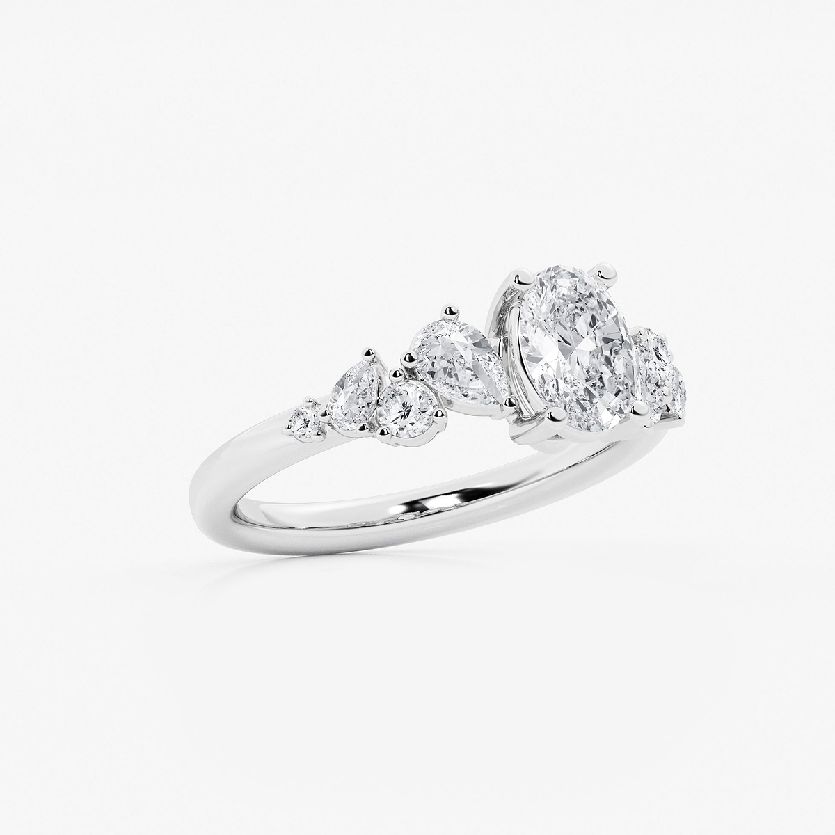 Additional Image 1 for  1 1/2 ctw Oval Lab Grown Diamond Side Stone Engagement Ring