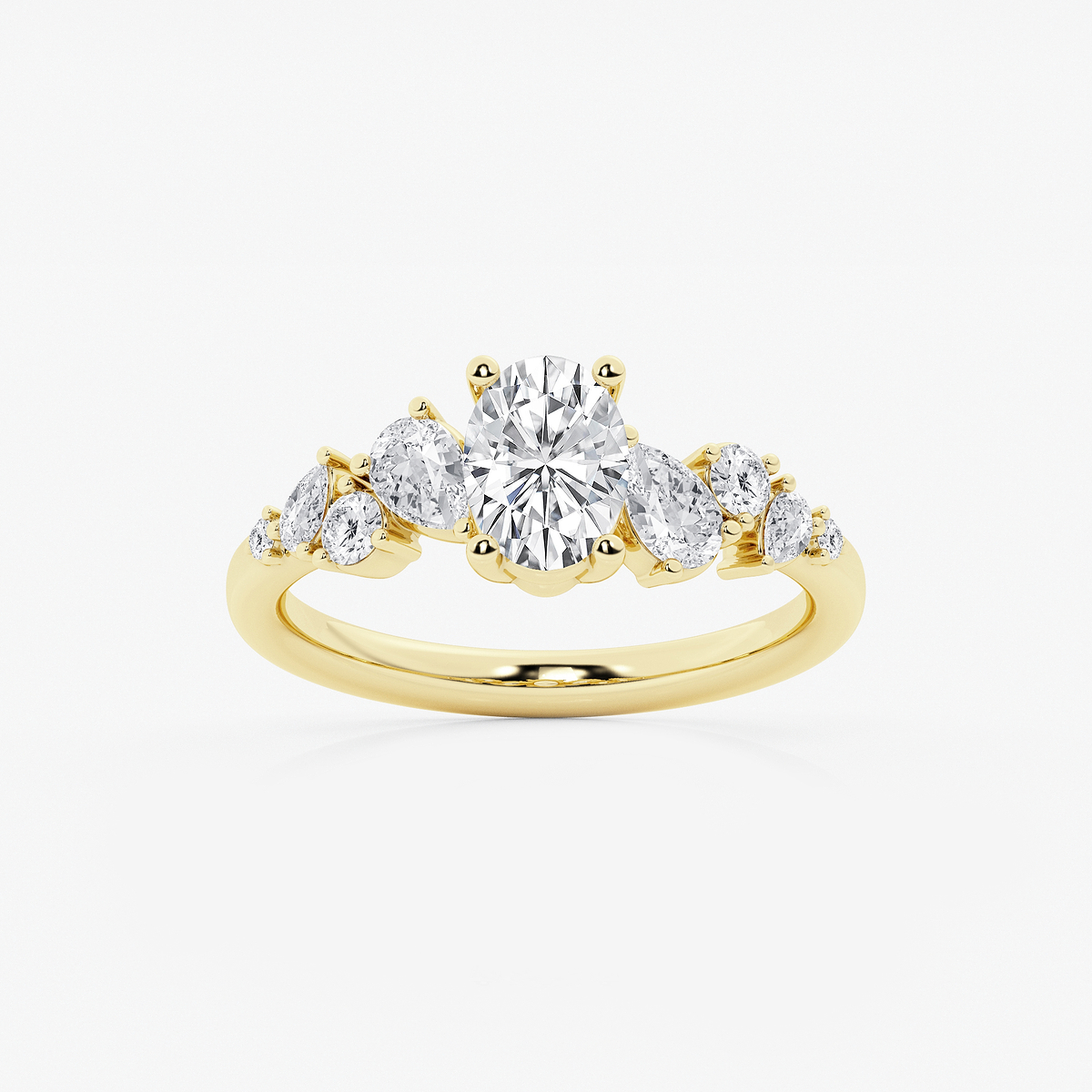 1 1/2 ctw Oval Lab Grown Diamond Side Stone Engagement Ring
