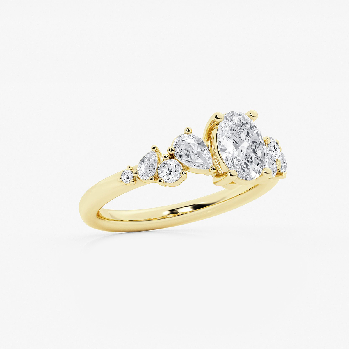 Additional Image 1 for  1 1/2 ctw Oval Lab Grown Diamond Side Stone Engagement Ring